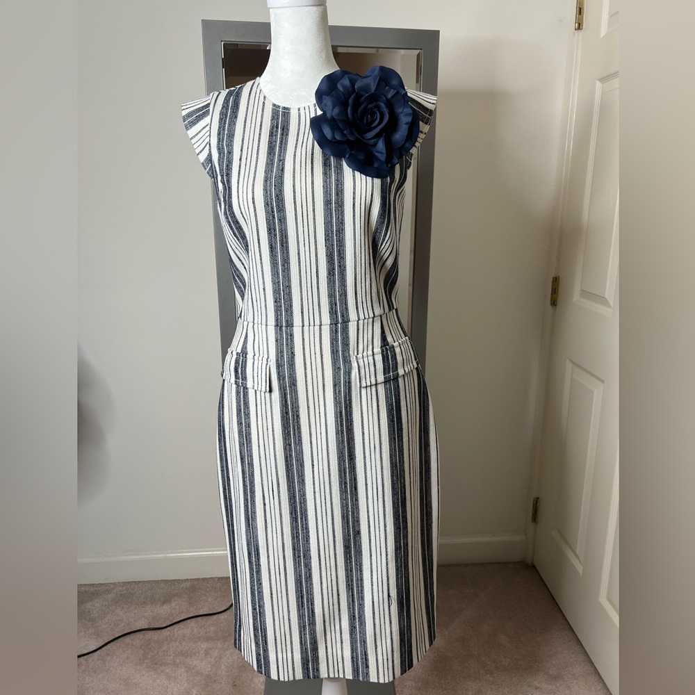 J. Crew Patch Pocket Sheath Dress in Striped Tweed